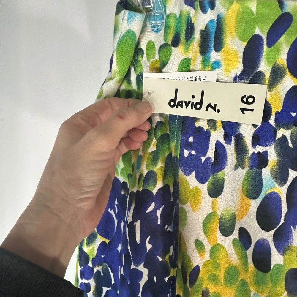 Vintage David N Womens Skirt Size 16 A Line Abstract Print‎ Linen Blend - Picture 4 of 8